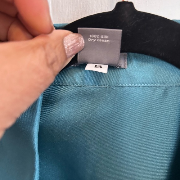 Ann Taylor silk turquoise blouse - Picture 3 of 5